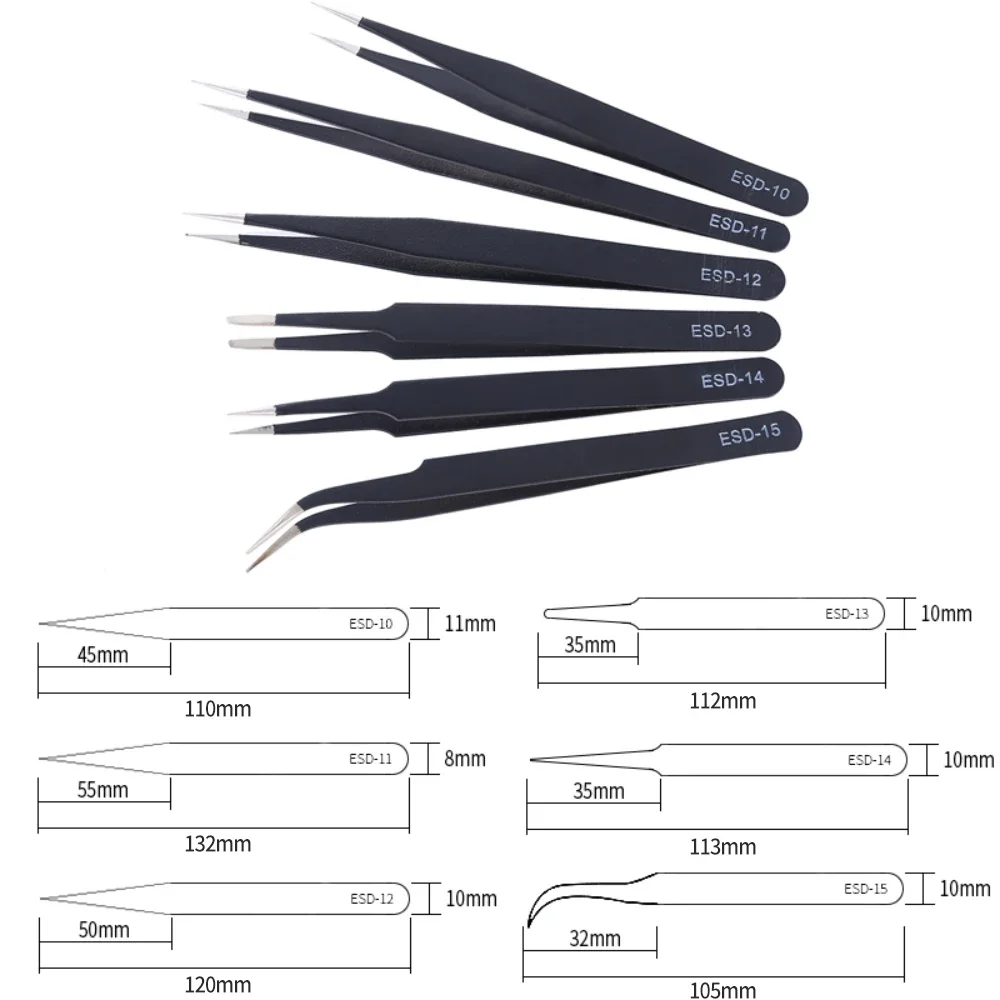 Precision Tweezers Set ESD-10/ - Electronics Repair Workshop review and price